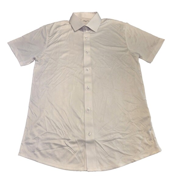 NWOT Collars & Co Mens Small Quattro Flex Short Sleeve Button Down White Read - Picture 2 of 6